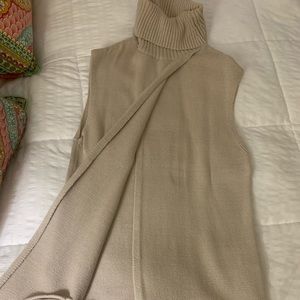 BCBG sleeveless fringe turtleneck